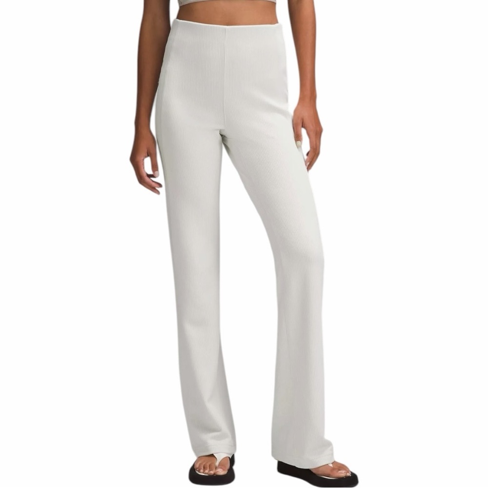 NWT Lululemon Ribbed Softstreme Flared Pant *Tall Size 4 Bone 35.5" Inseam - Picture 4 of 9